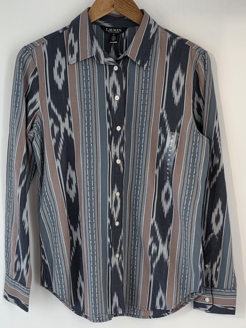 Lauren Ralph Lauren Aztec Button Up Long Sleeve Western Shirt Size Med
